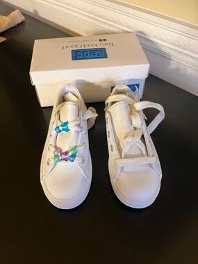 vintage 90s new little girls toddler size 10 leather keds with beads